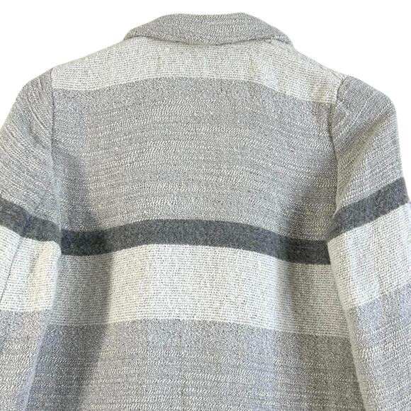 ZARA Striped Woven Duster Long Coat Wool Blend Gray - Picture 6 of 10